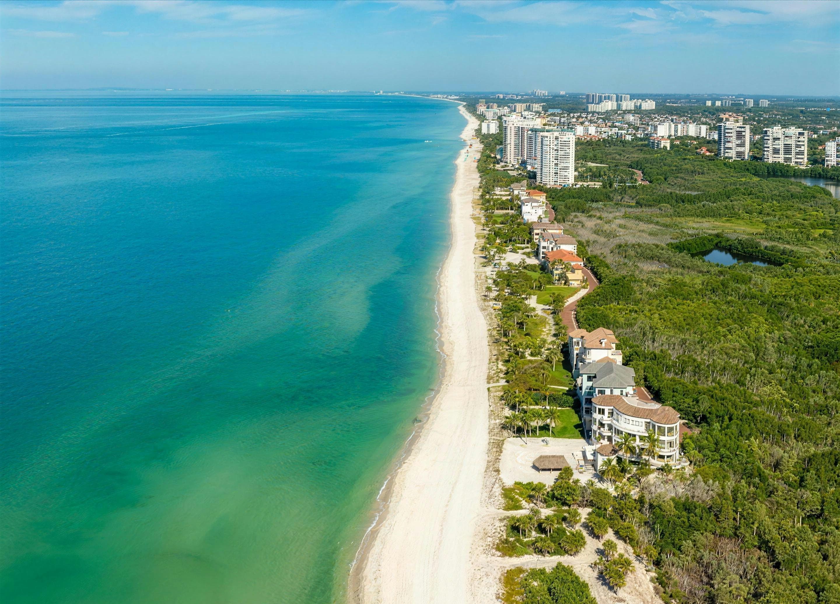 Aerial of the Naples Gulf coastline near Bay Colony