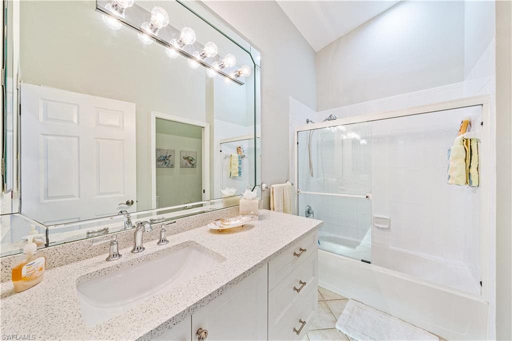 Guest bathroom with quartz counters
