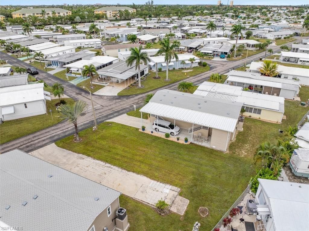 Aerial perspective of suburban area
