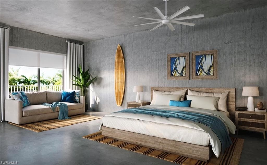 Interior rendering of beachfront room