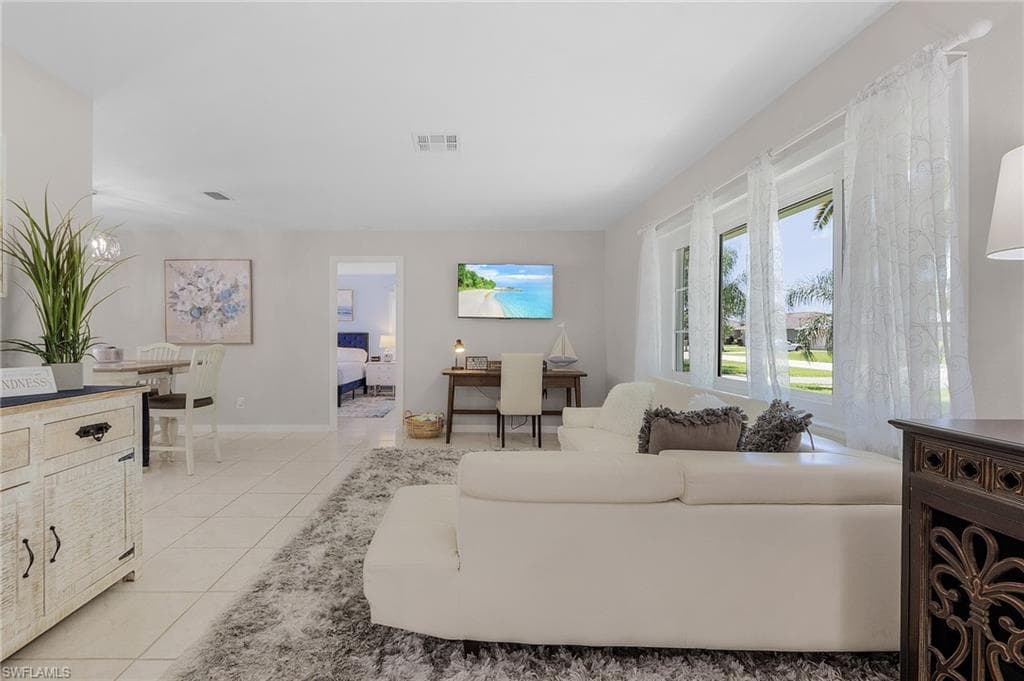 View of tiled living room