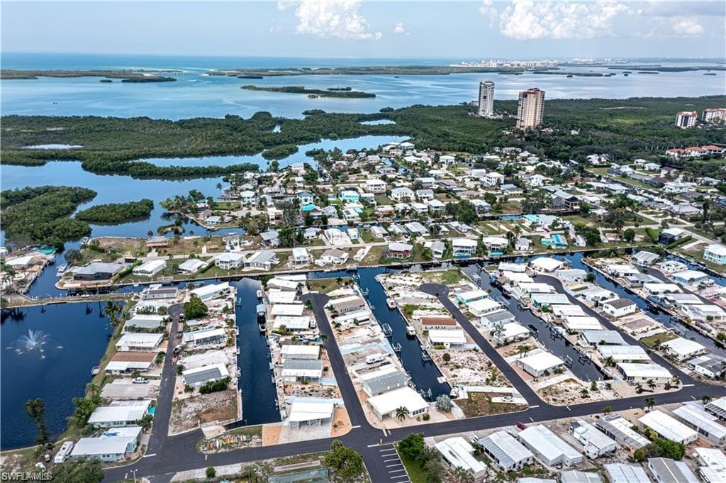 Aerial view with a water view of Estero Bay & Gulf of Mexico