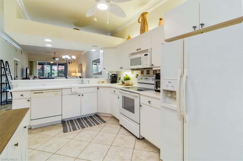 Kitchen has tile floors