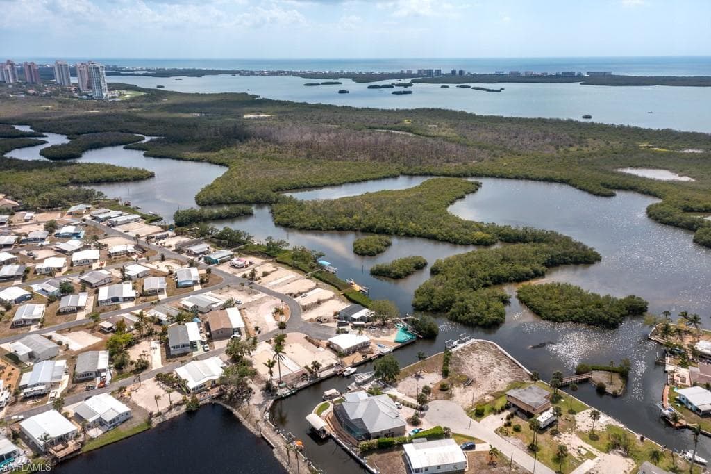 Drone / aerial view of the waterfront Community of Spring Creek Village