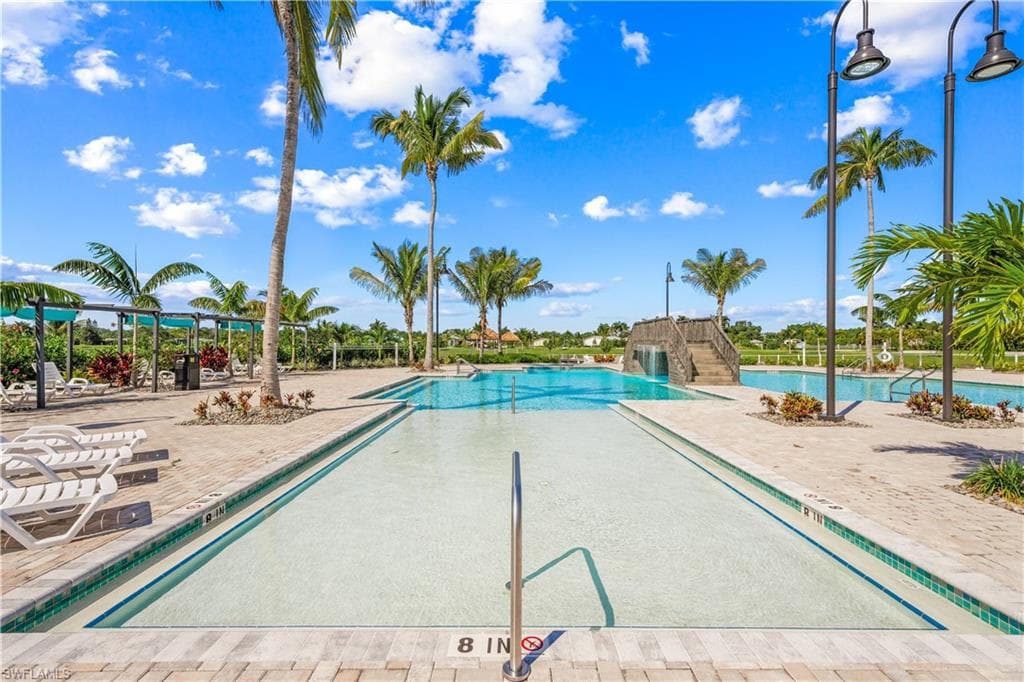 View of swimming pool featuring a patio