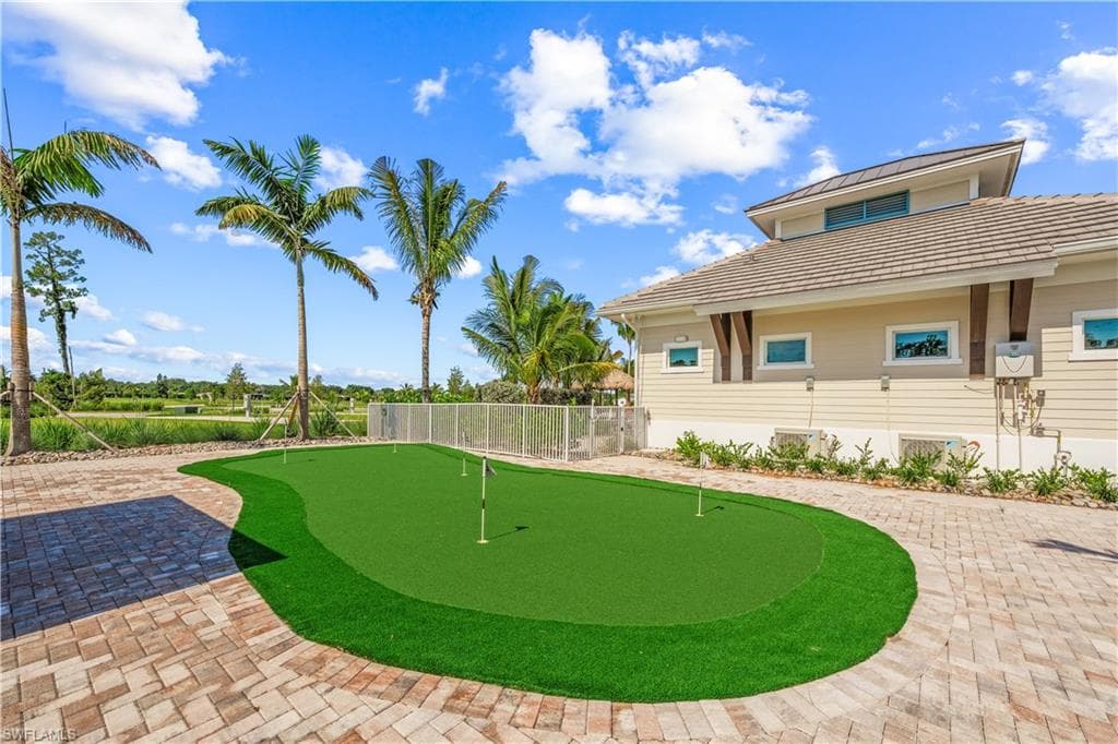 Surrounding community with a patio