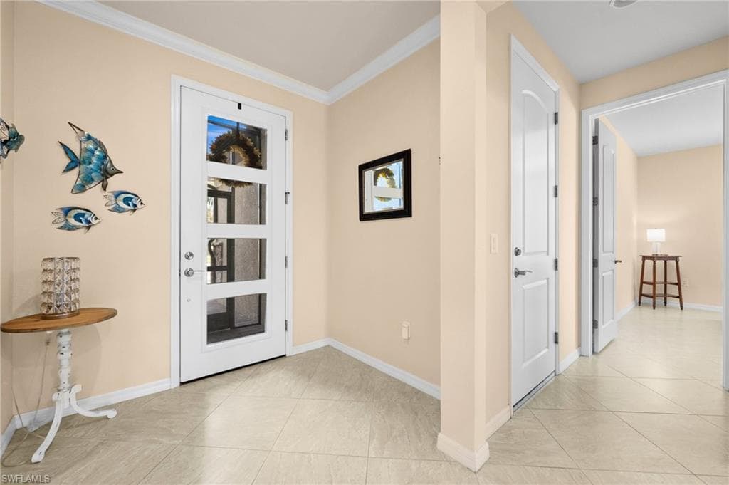 Hallway with crown molding