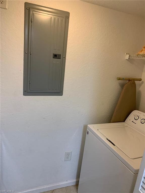 Laundry area with electric panel and washer / clothes dryer
