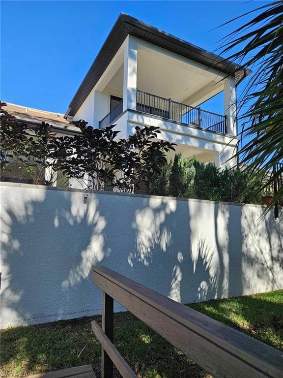 Rear of elevated home
