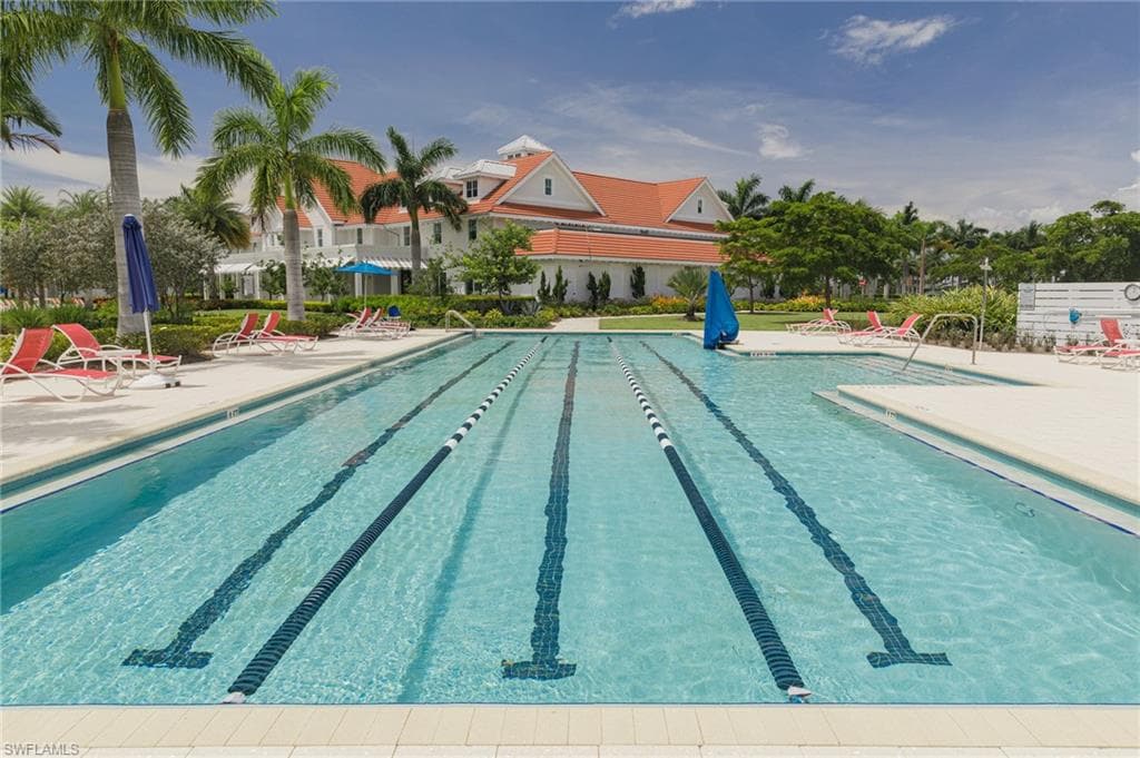 View of swimming pool with a patio