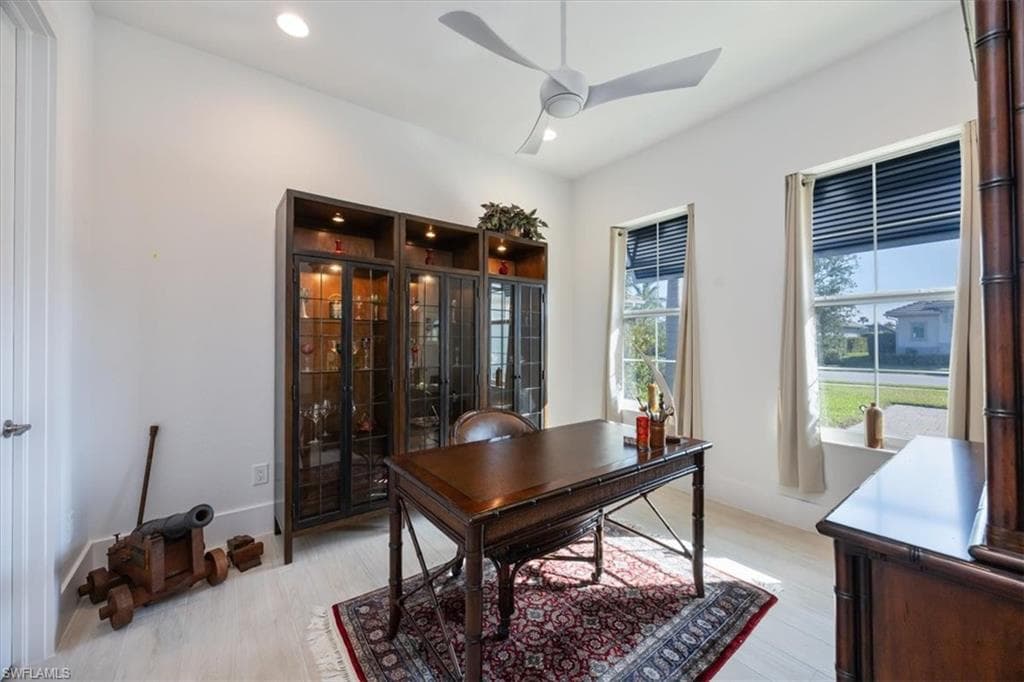 The fourth bedroom is at the front of the house and currently used as an office