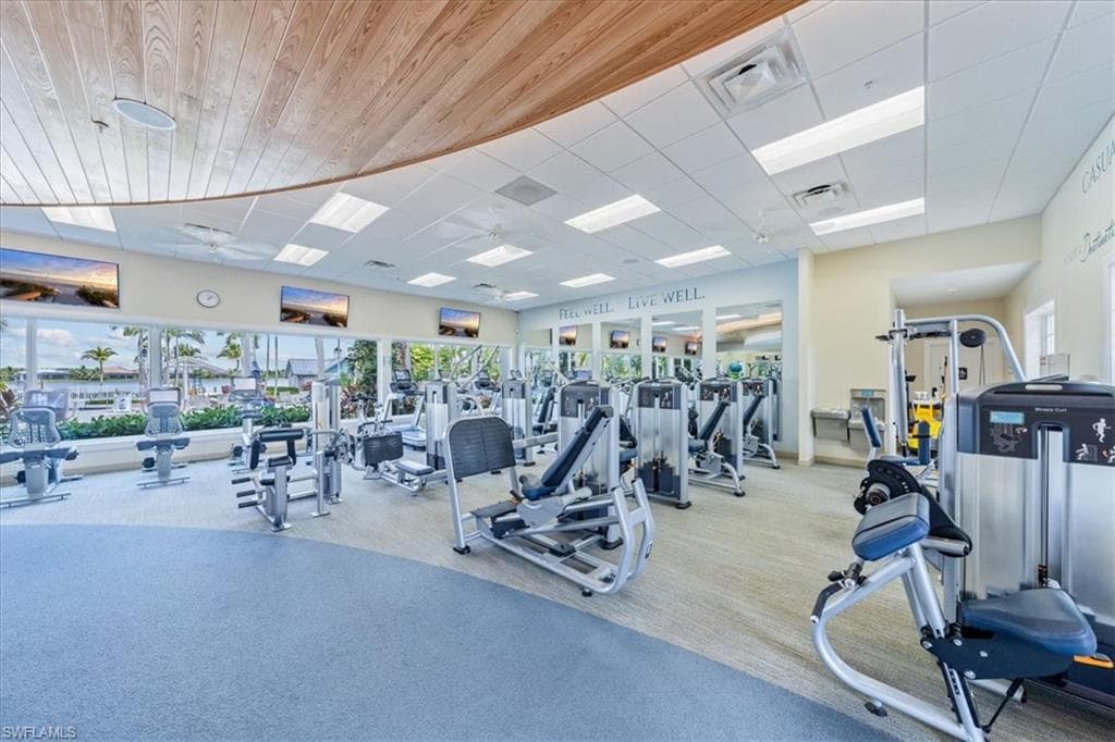 The large fitness center has a variety of equipment