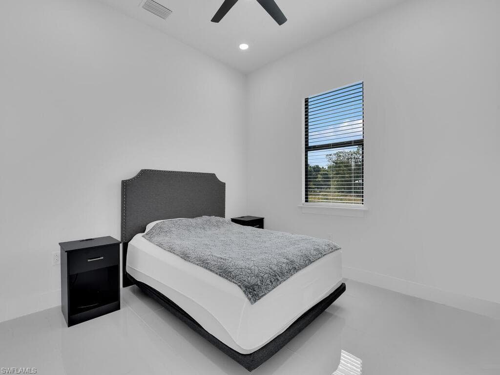 Bedroom featuring ceiling fan