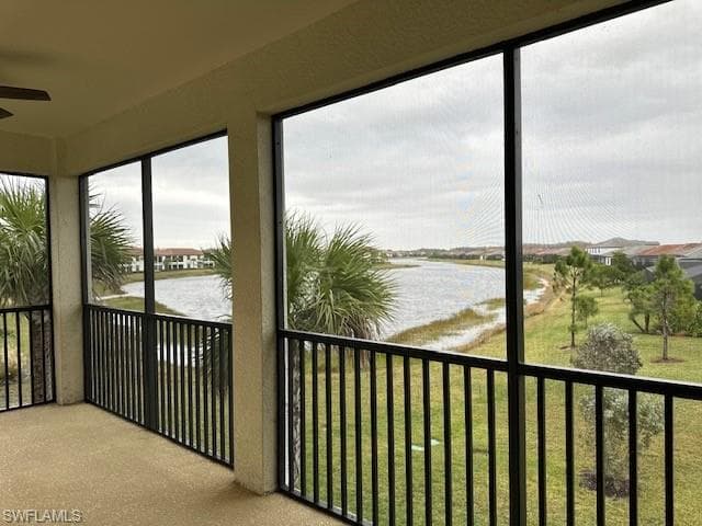 Lanai with a water view