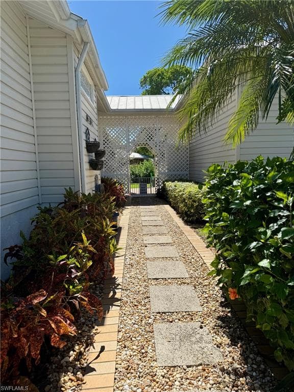 View of yard with a gate