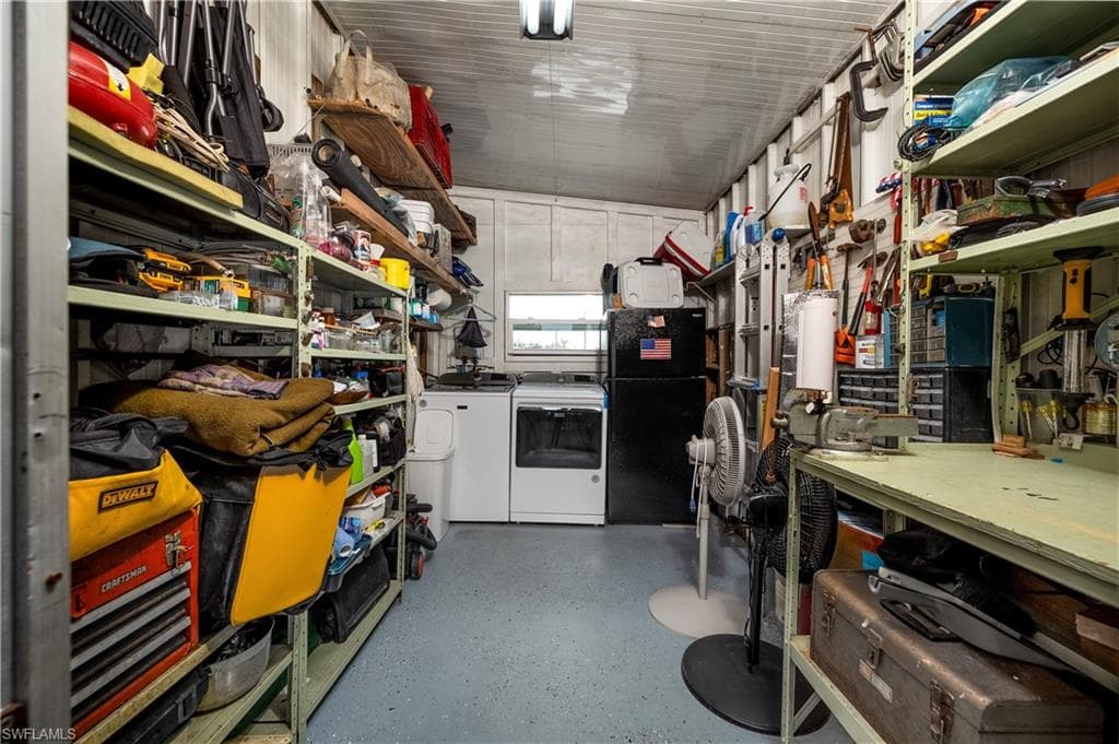 Storage area with separate washer and dryer