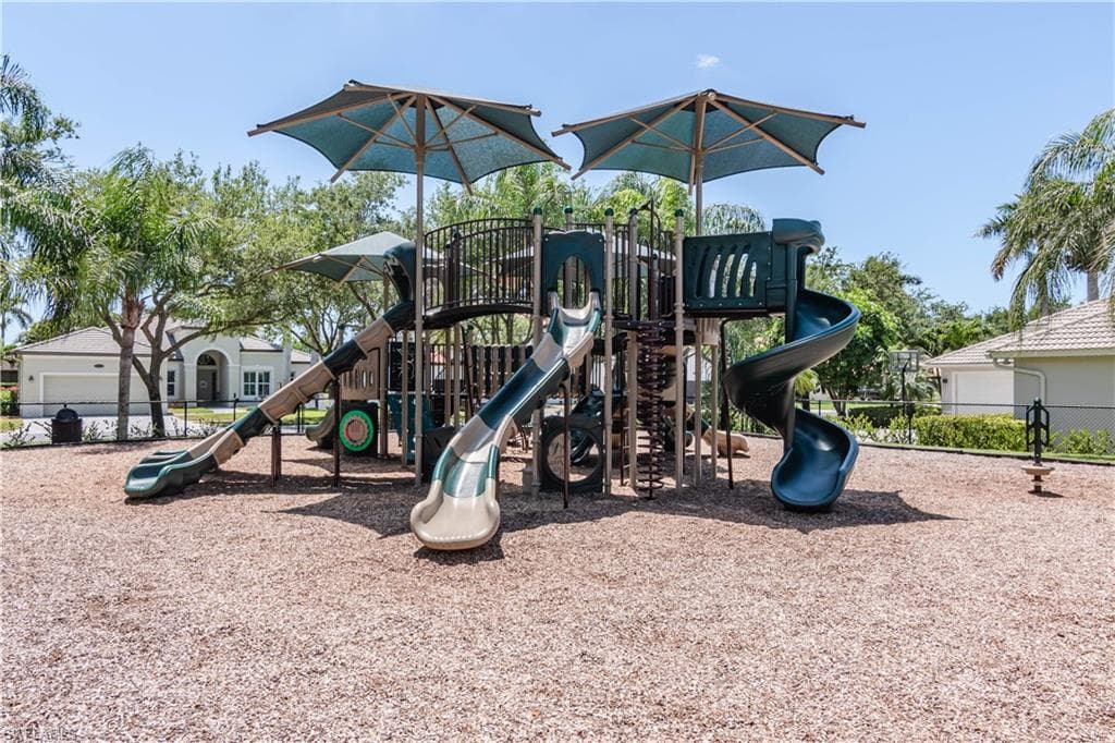 Community playground with fence