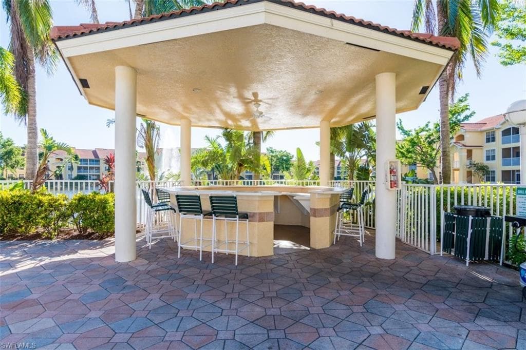 View of patio / terrace featuring a ceiling fan