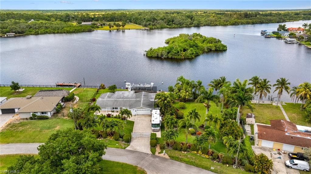 Aerial view of a large body of water