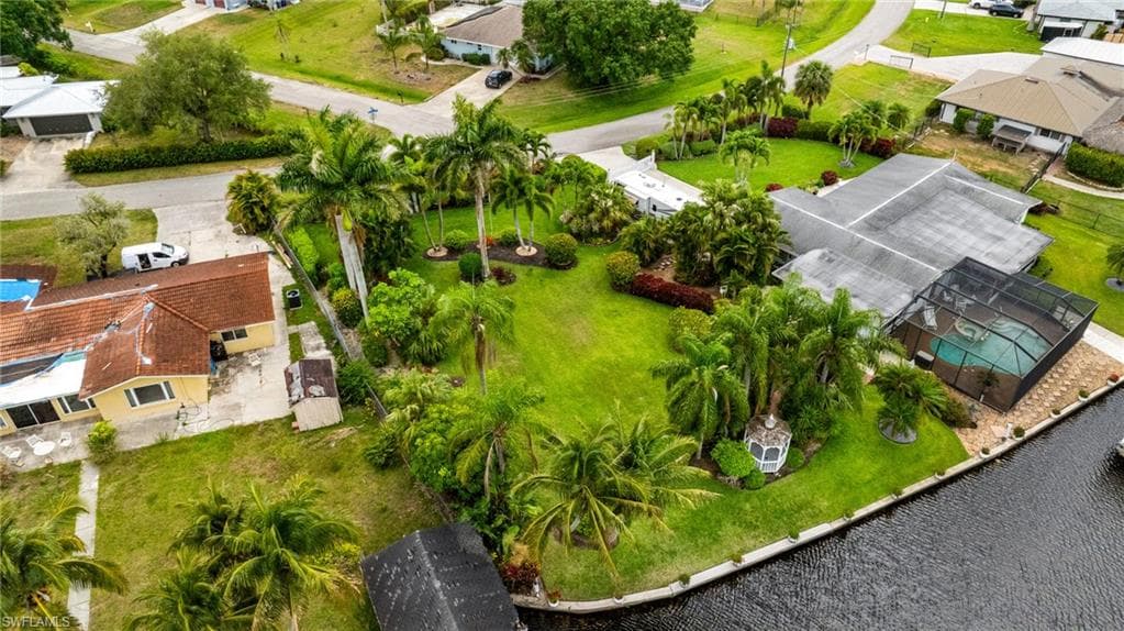 Bird's eye view of a nearby body of water