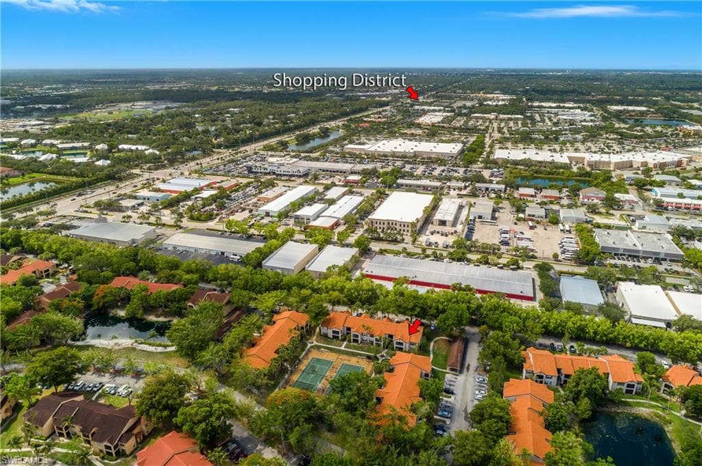 Aerial showing Shopping District Intersection at Pine Ridge & Airport Pulling