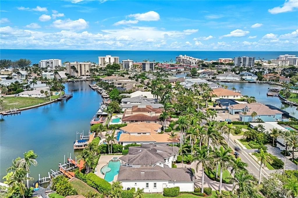 Drone / aerial view of a large body of water