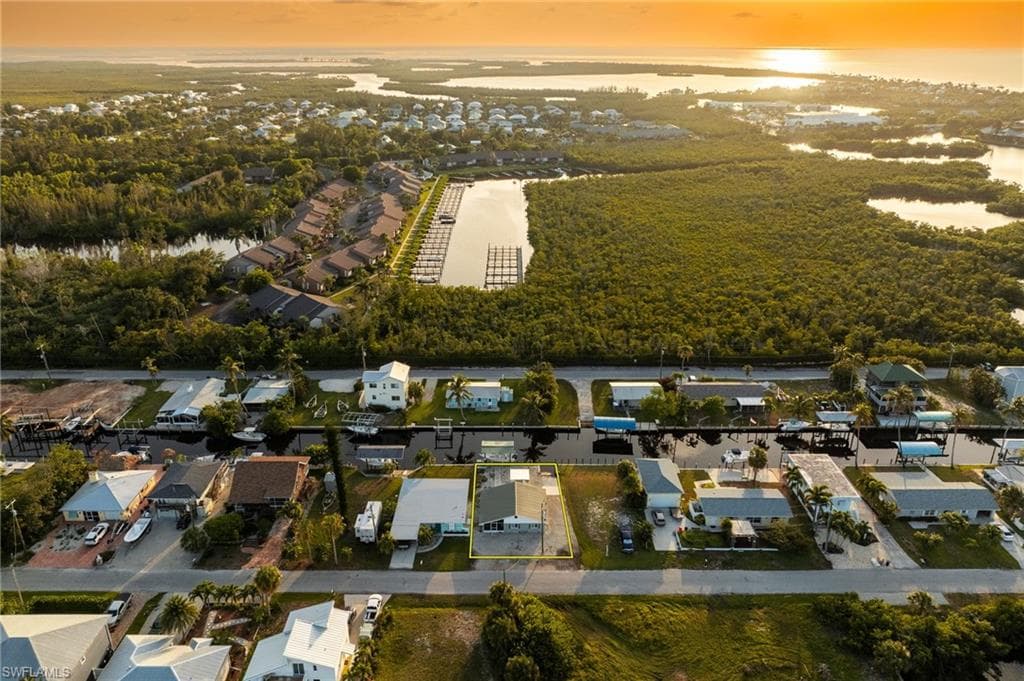 Aerial perspective of suburban area