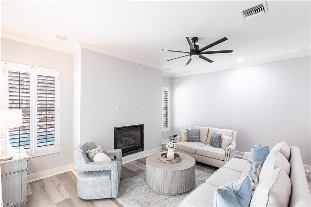 Primary sitting room with fireplace