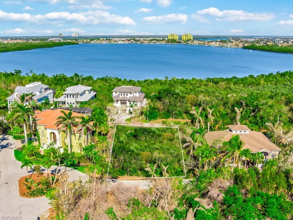 Bird's eye view of a nearby body of water