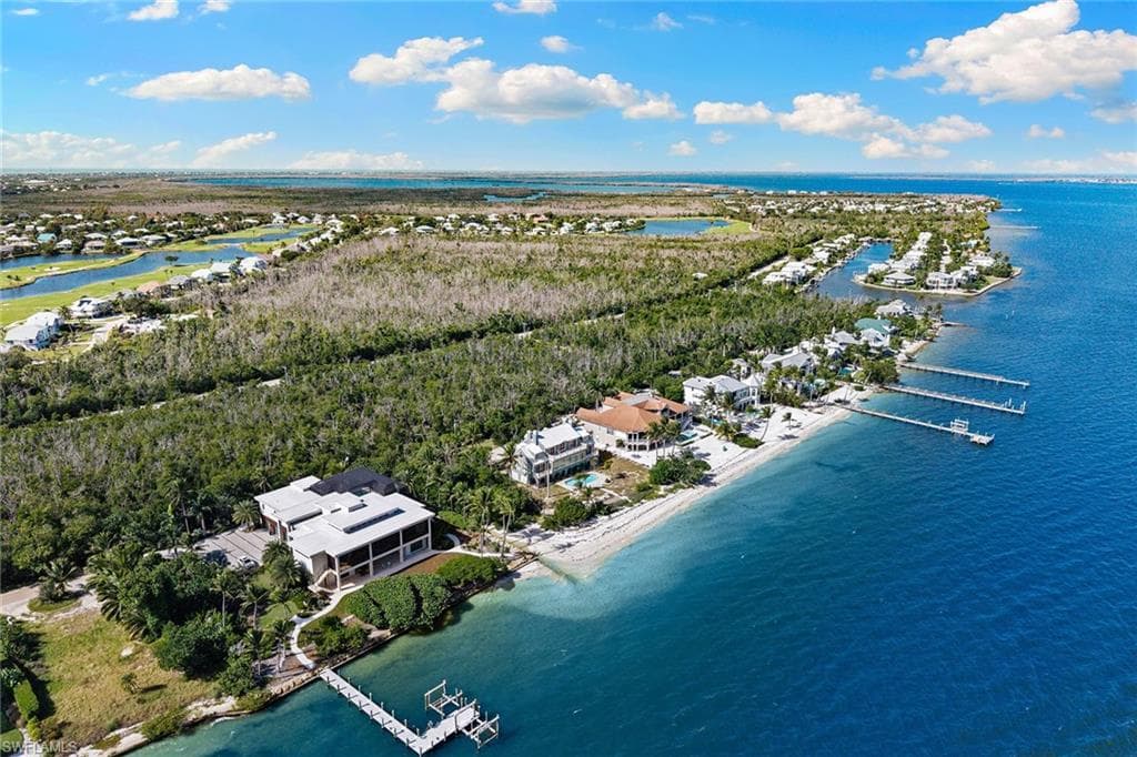Aerial view of a large body of water