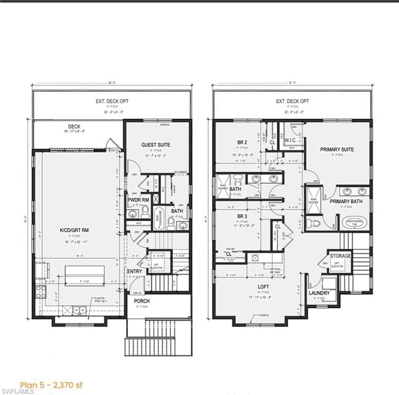 View floor plan with guest room option
