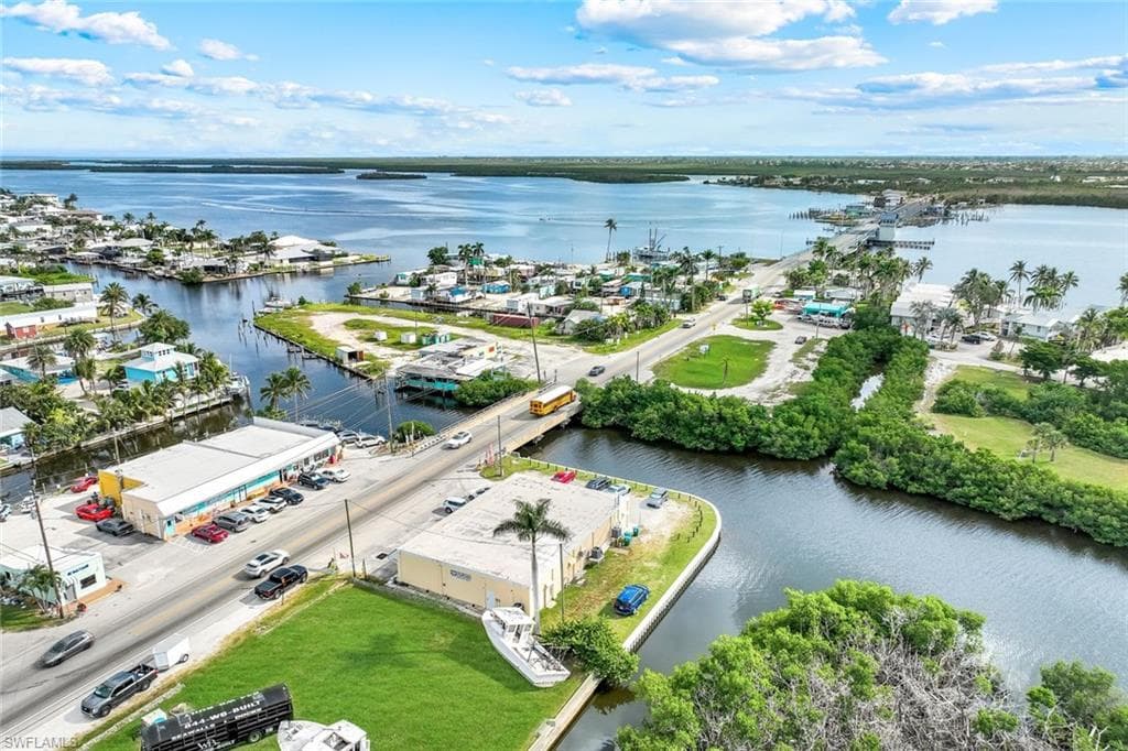 Bird's eye view of a nearby body of water
