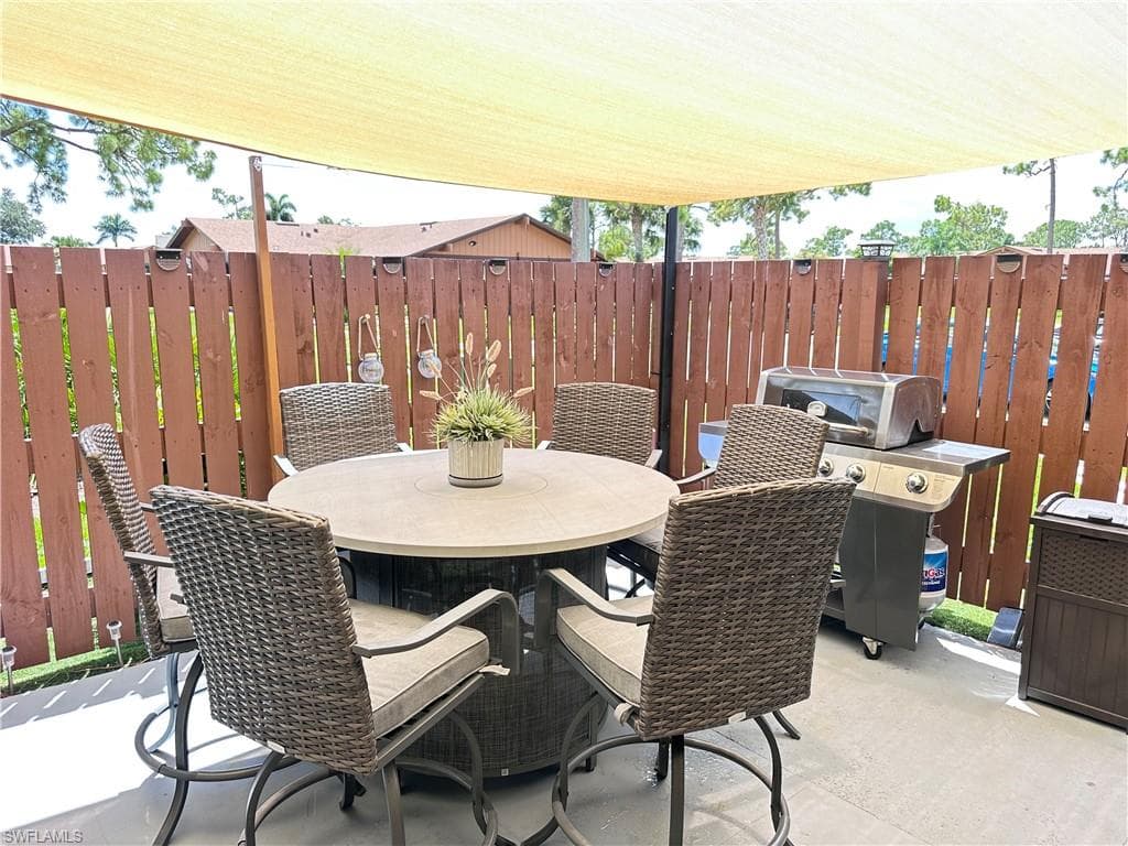 View of patio / terrace featuring outdoor dining space and area for grilling