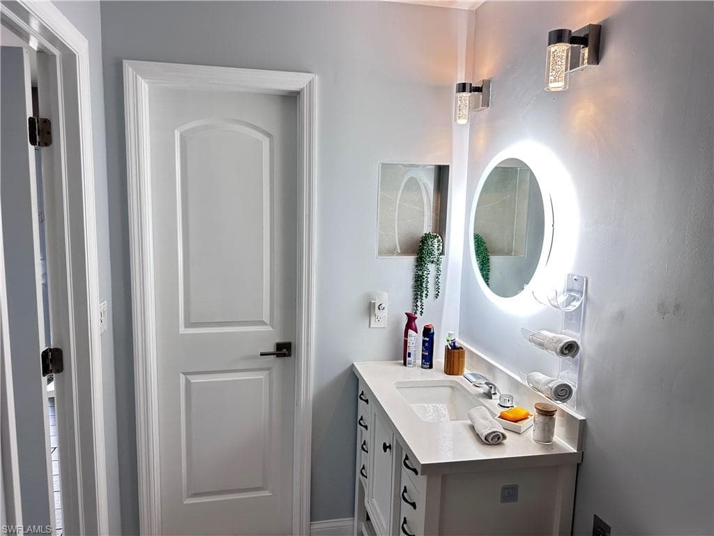 Bathroom featuring vanity