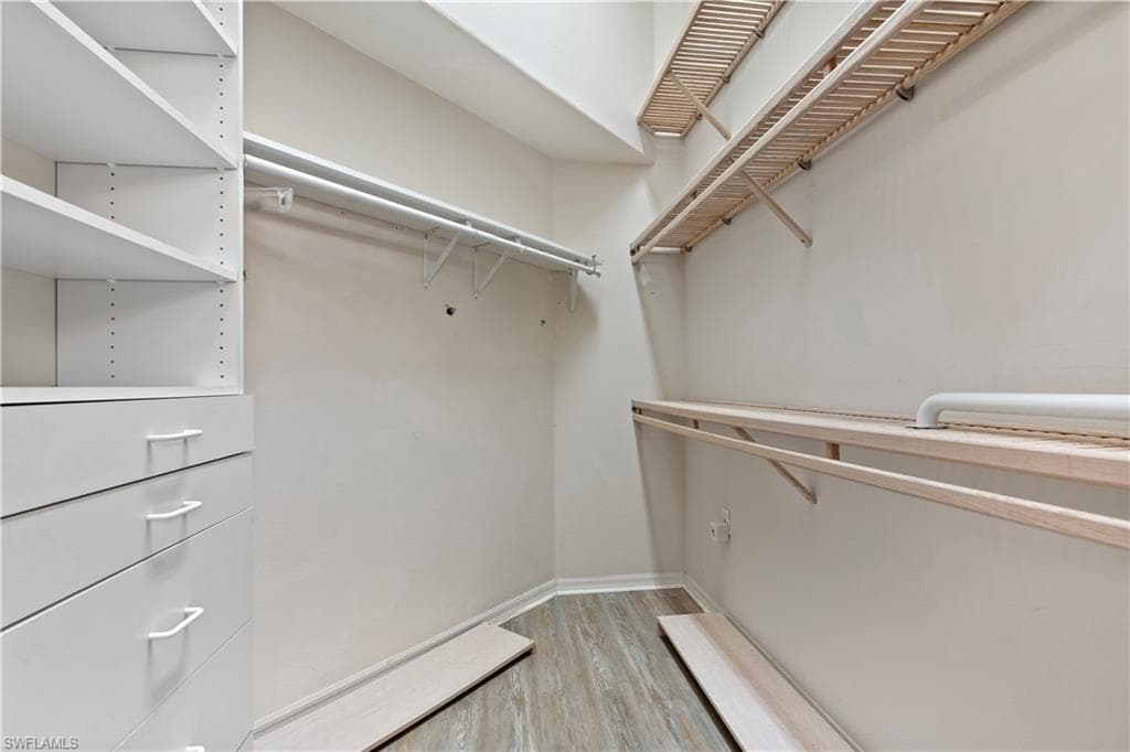Spacious closet with light wood-type flooring