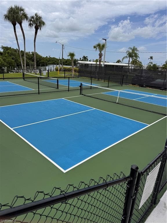 View of two new pickleball courts in community