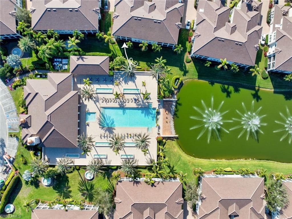 Drone photo of community and pool