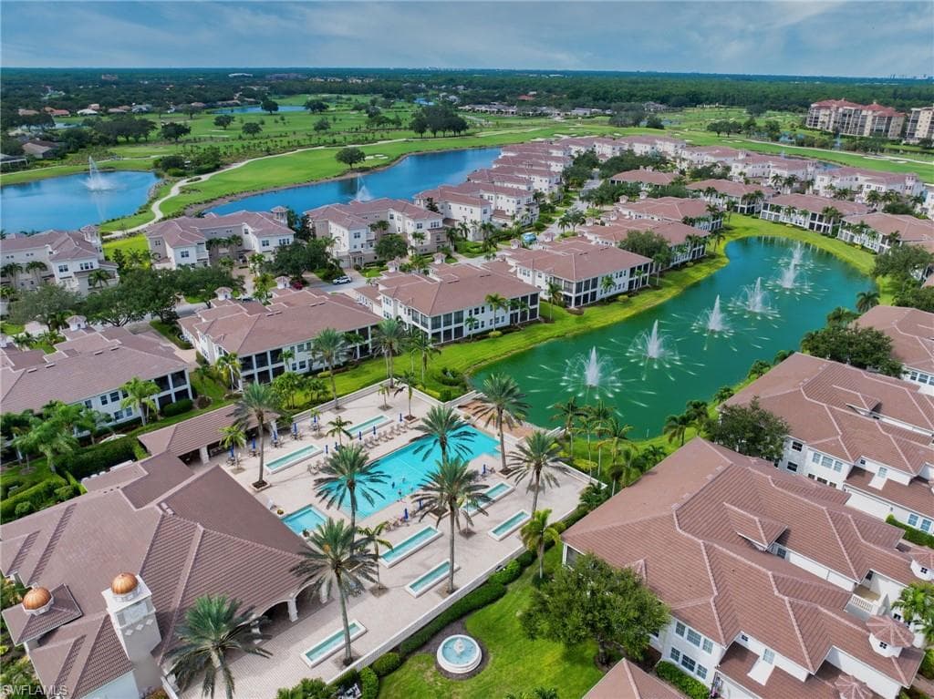 Drone photo of community and pool