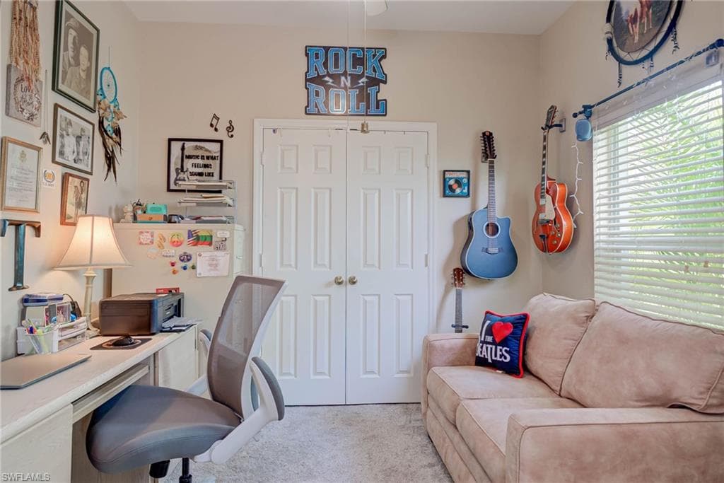 Sitting area in primary bedroom is perfect for office, nursery or exercise room!