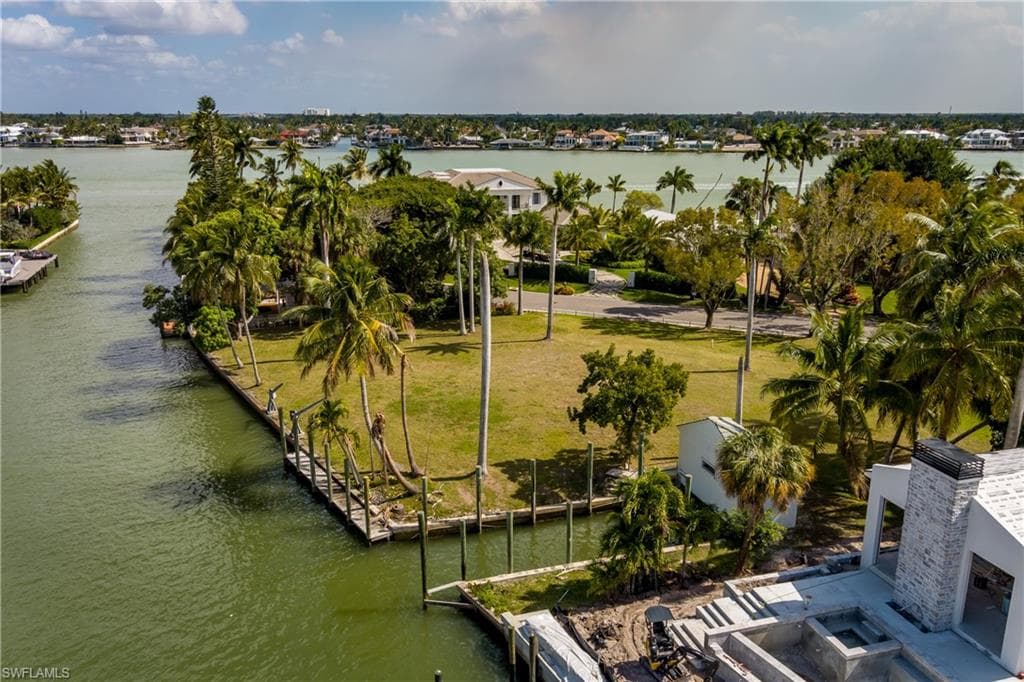Bird's eye view of a nearby body of water