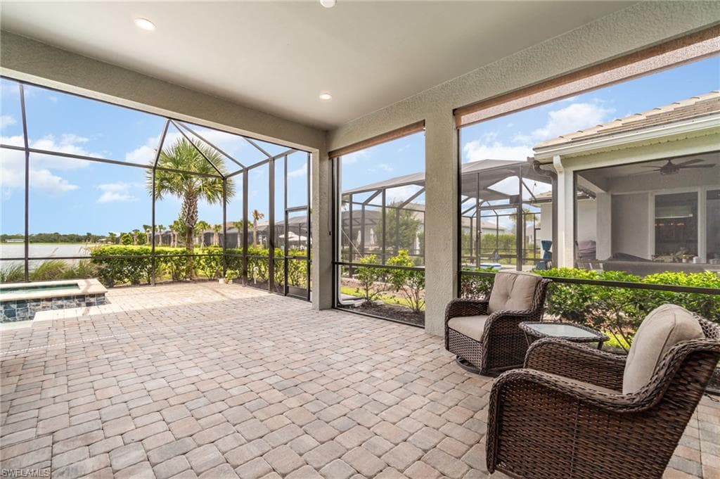 Large, covered lanai with beautiful water views and plenty of room for entertaining.