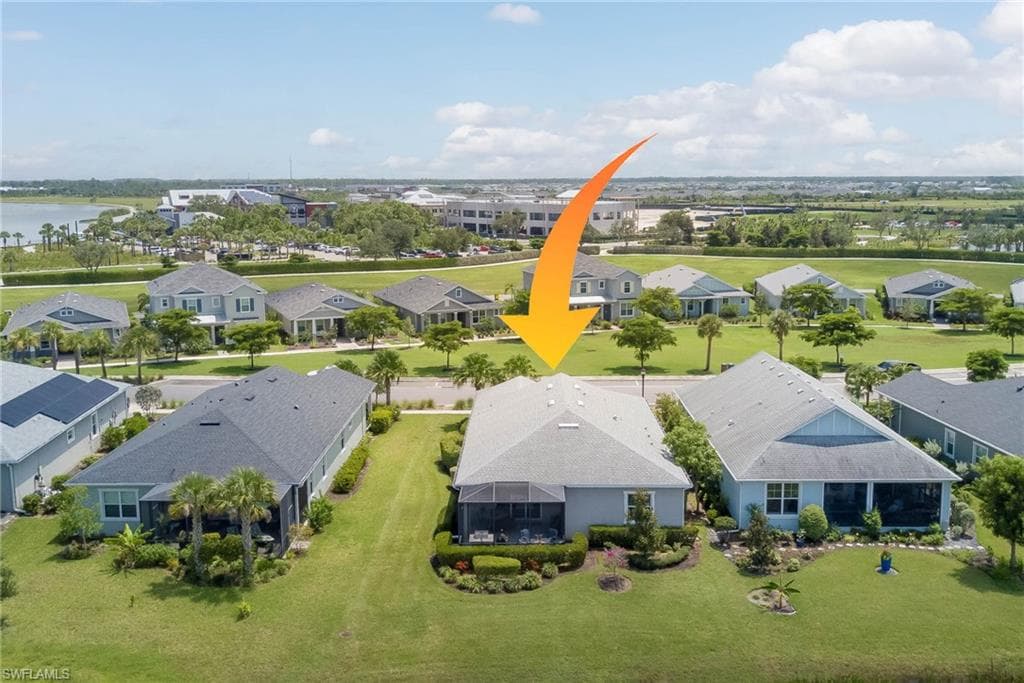 Aerial perspective of suburban area