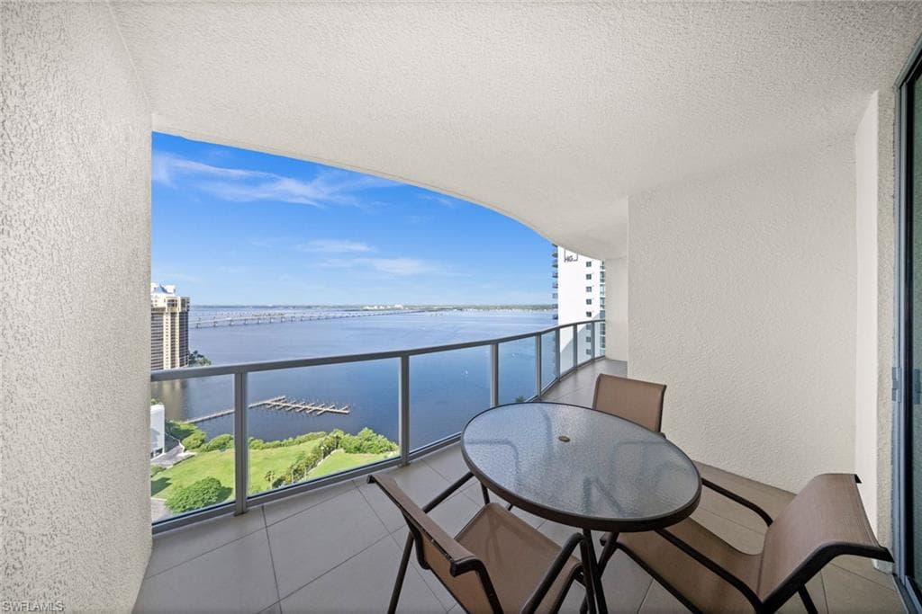 Balcony with a water view