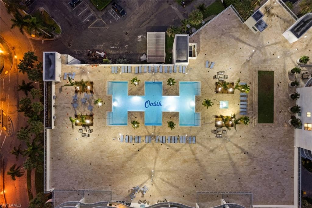 Aerial view of a pool area