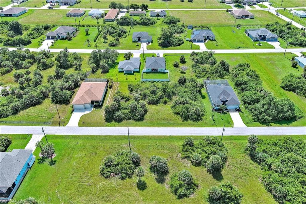Aerial perspective of suburban area