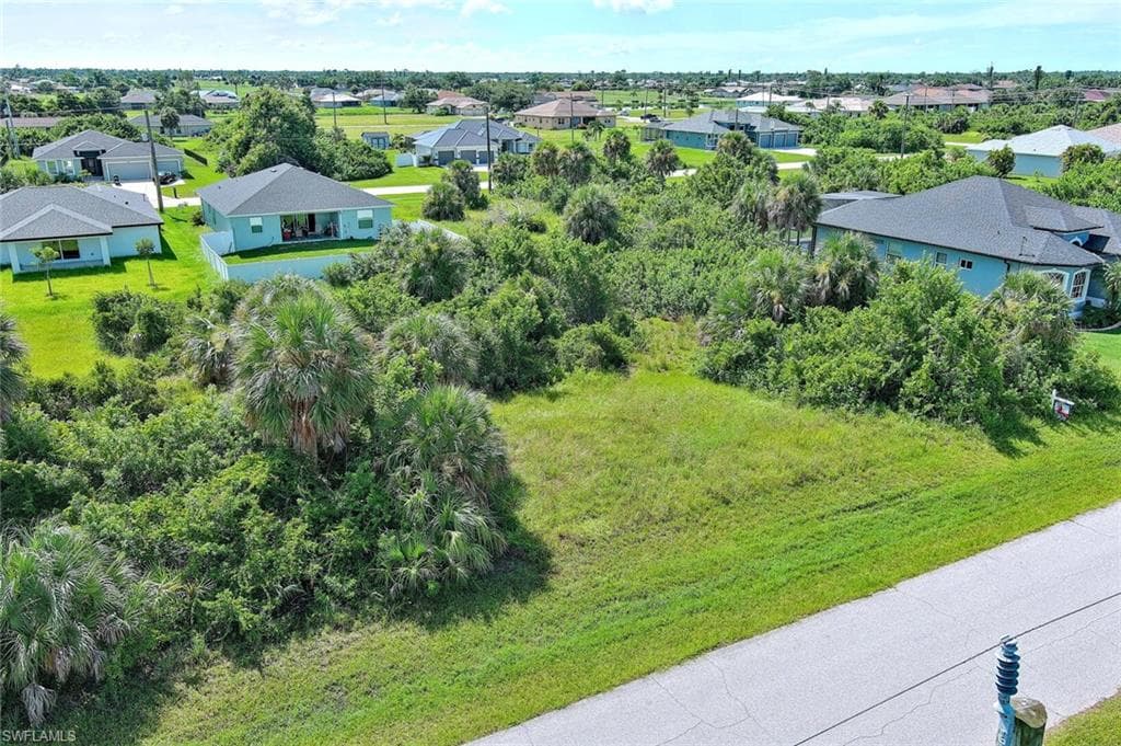 Aerial perspective of suburban area