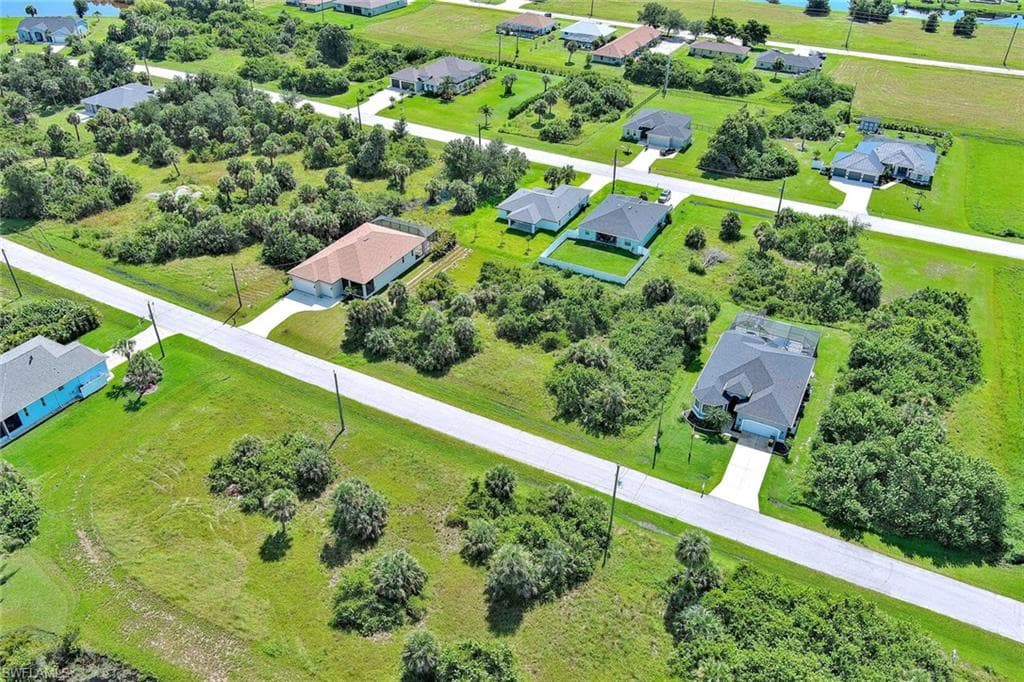 Aerial perspective of suburban area