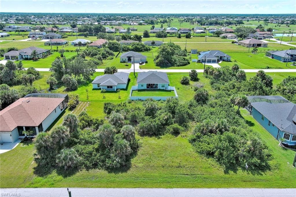 Aerial perspective of suburban area