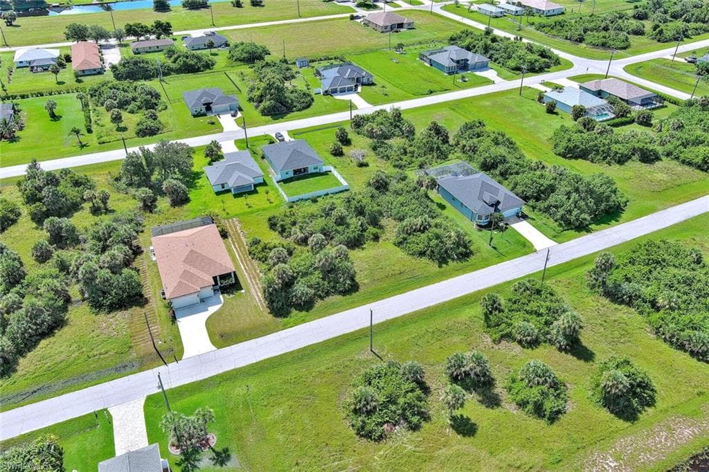 Aerial perspective of suburban area