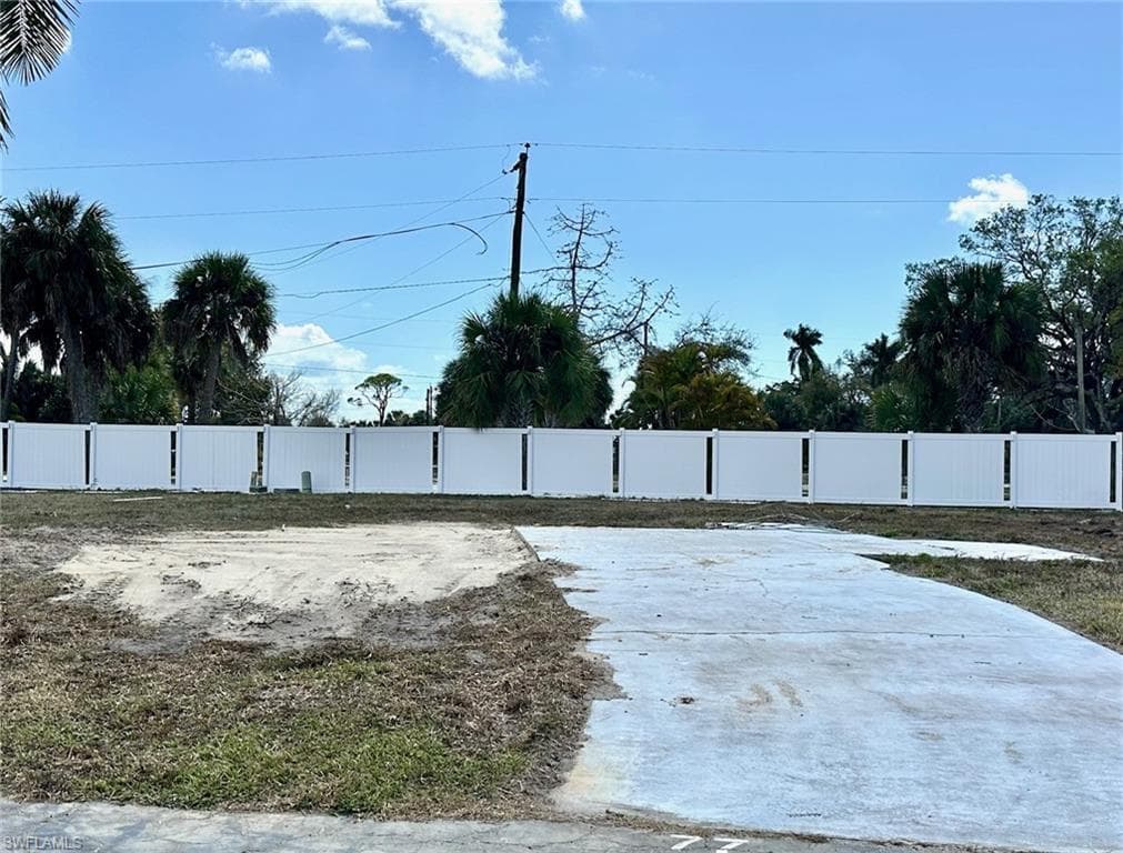 Lot is leveled with only the driveway remaining